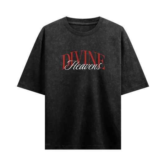 Myugen Angels Heart Acid Wash Oversized T-Shirt Black