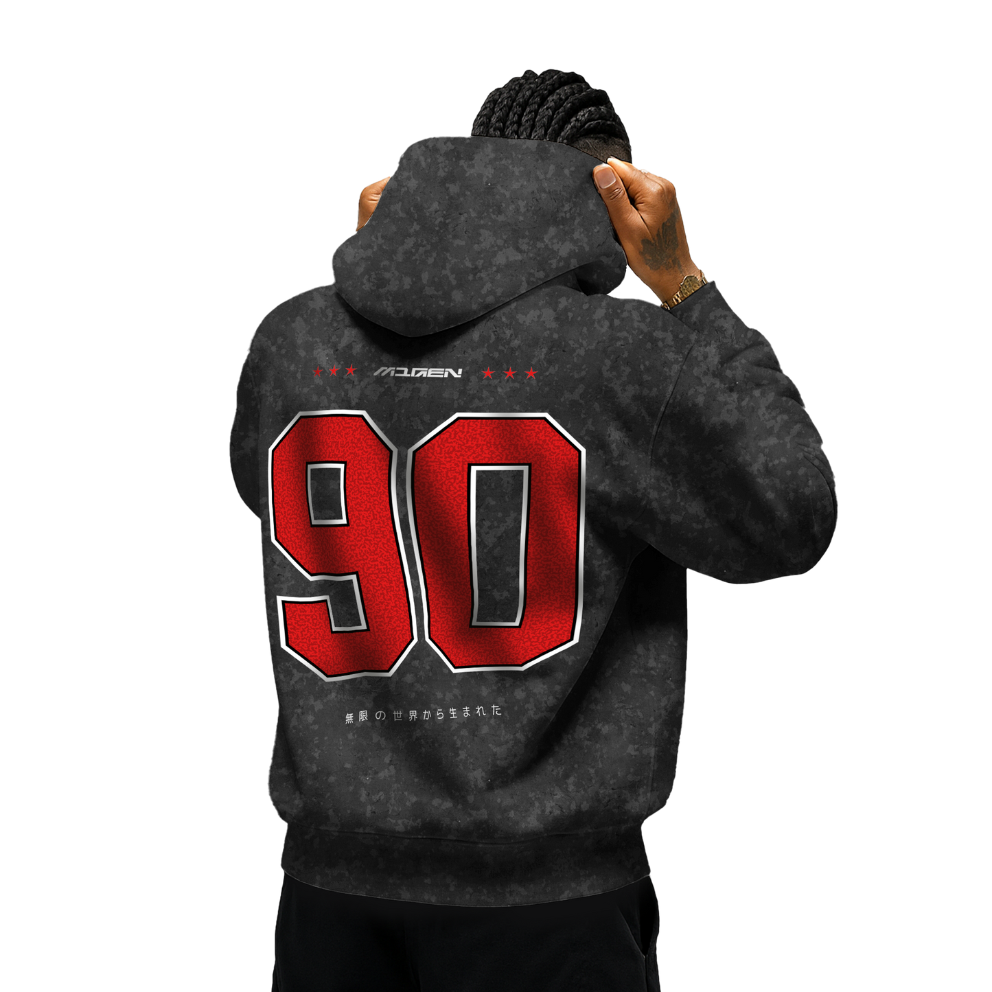 Myugen Cultured Club Acid Wash Oversized Hoodie Black