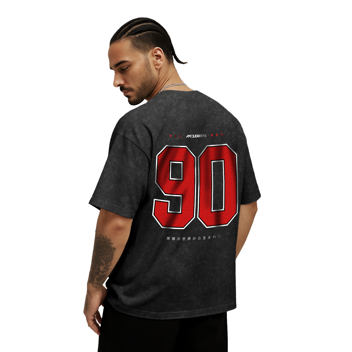 Myugen Cultured Club Acid Wash Oversized T-Shirt Black