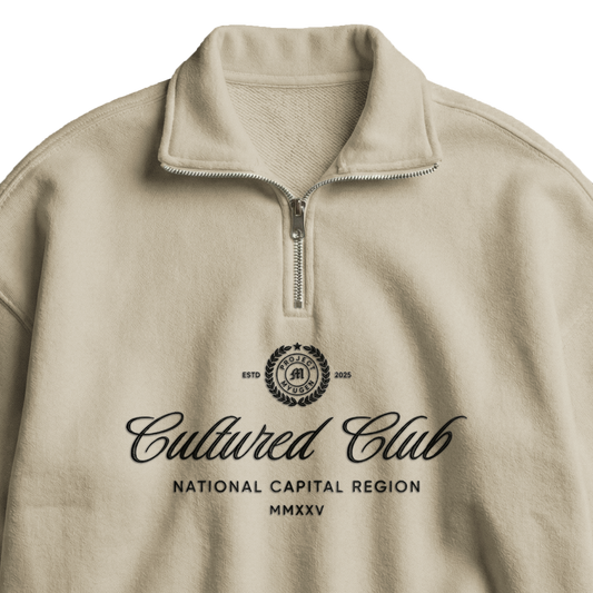 Myugen Cultured Club Beige Quarter-Zip Sweatshirt Timeless Winterwear Exclusive