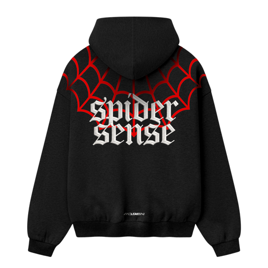 Myugen Spider Sense Zipped Oversized Hoodie Black