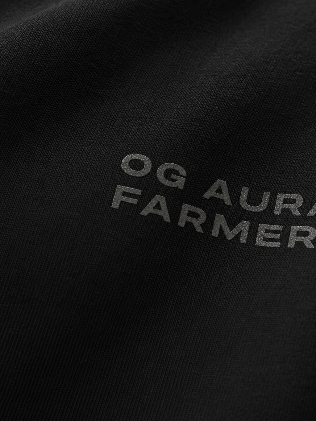 Myugen OG Aura Farmer Oversized T-Shirt Black – close-up detail