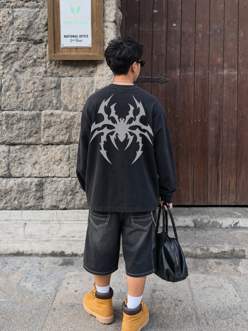Myugen Spider Crest Full Sleeve T-Shirt Black [Limited Edition] – model back