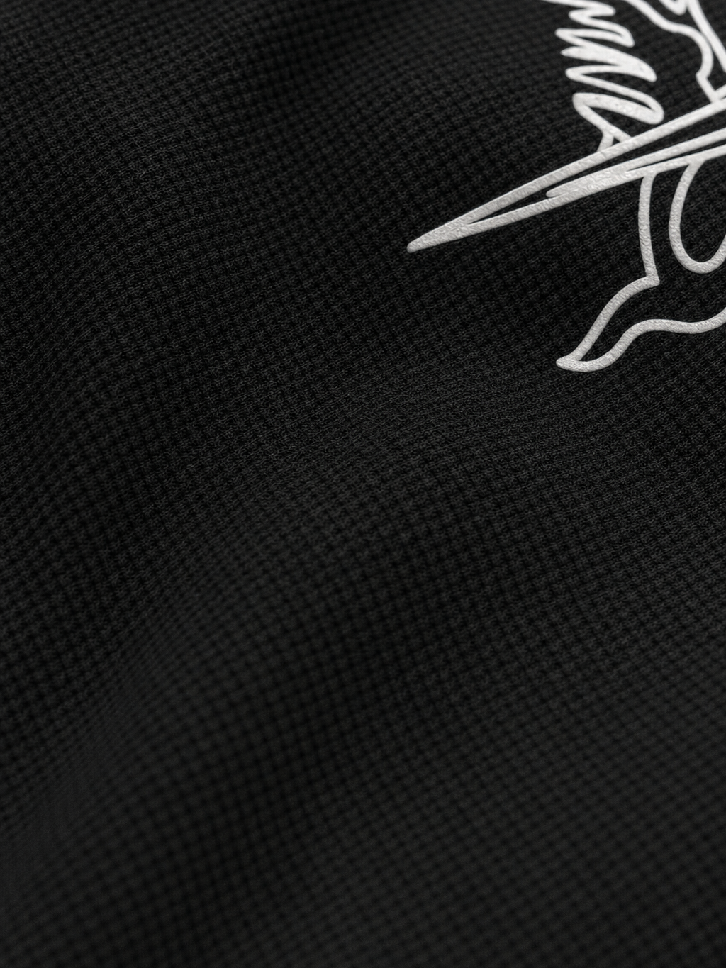 Myugen Axis Waffle Long Sleeve Black – close-up detail