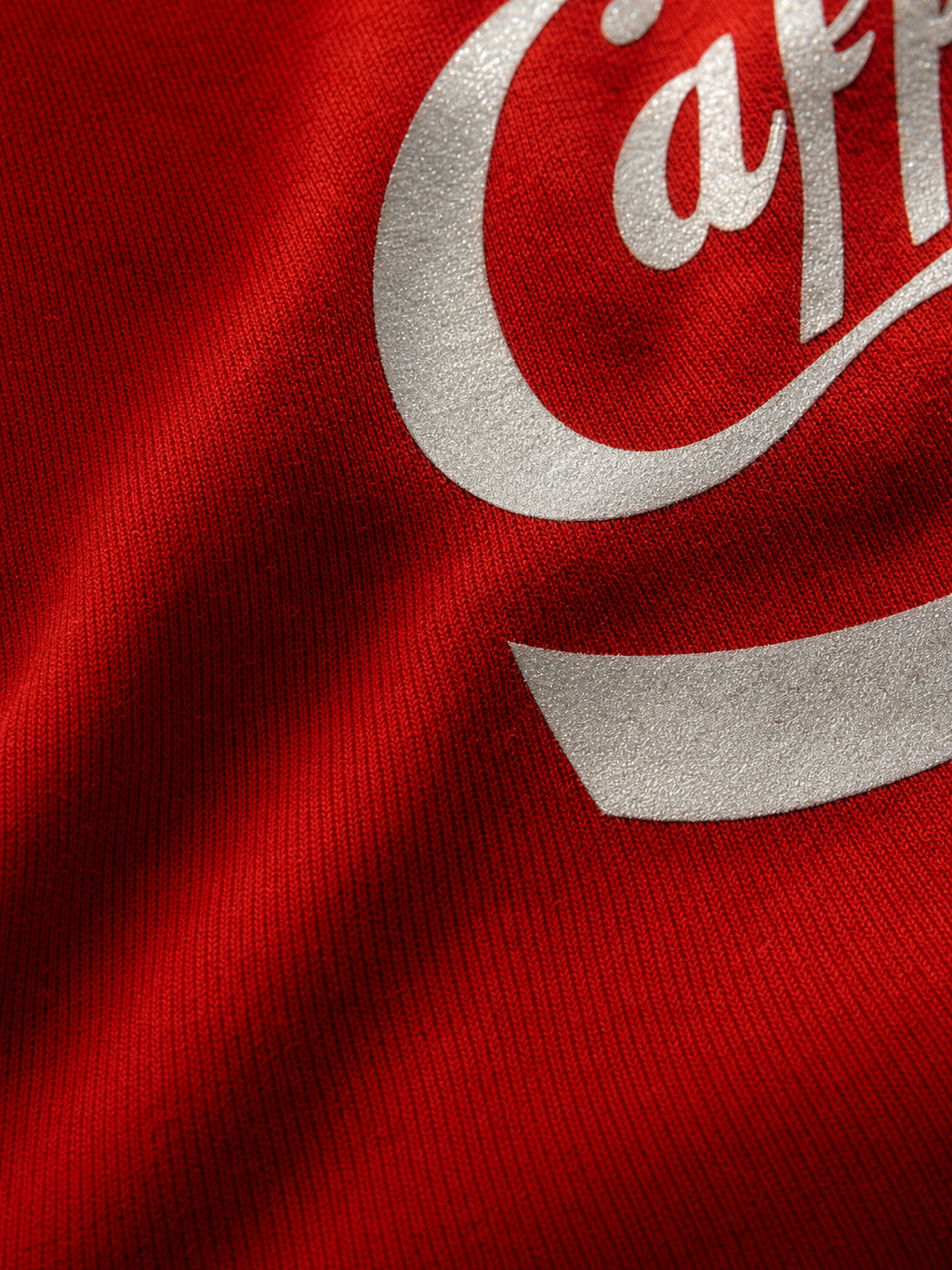 Myugen Caffeine Oversized T-Shirt Red – close-up detail