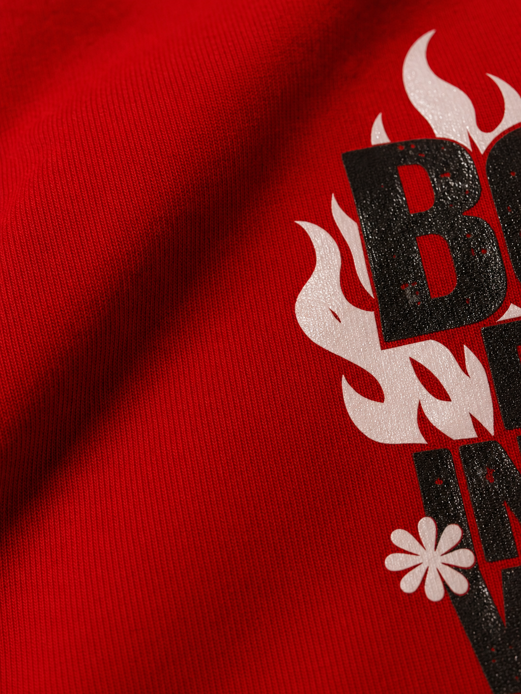 Myugen Infinite Rebirth Oversized T-Shirt Red – close-up detail