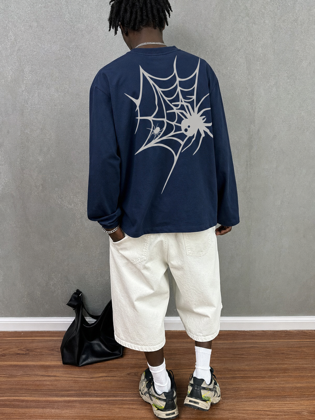 Myugen Web Strike Full Sleeve T-Shirt Navy Blue [Limited Edition] – model back