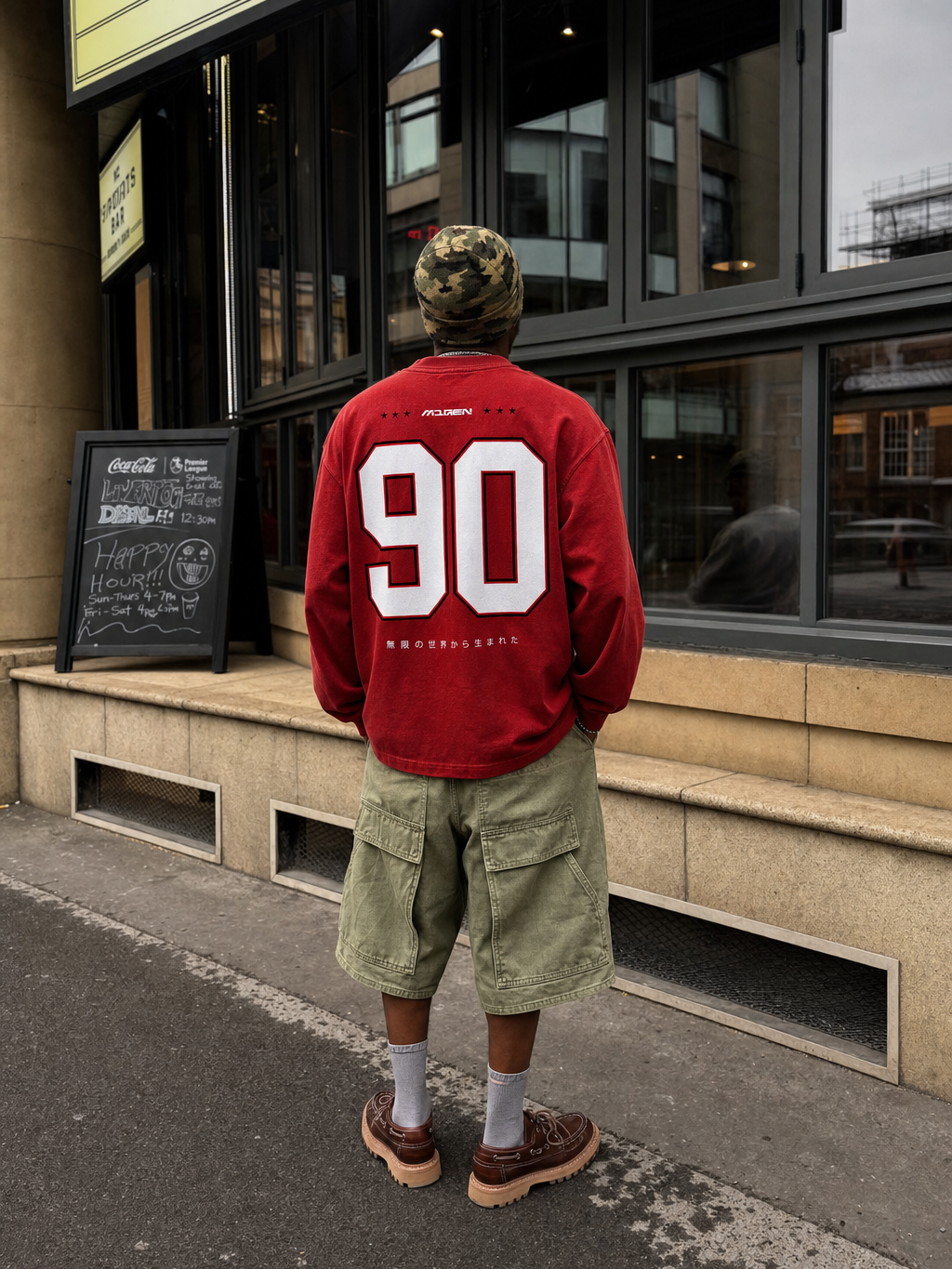 Myugen Cultured Club Oversized Full Sleeve T-shirt Red – model back