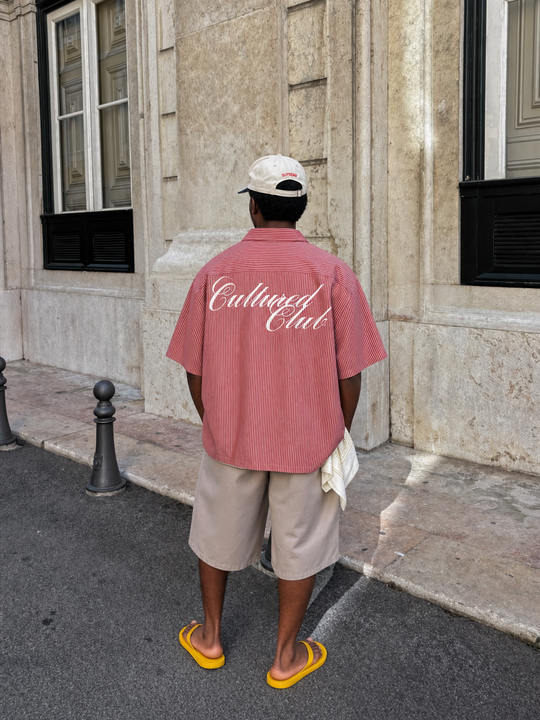 Myugen Cultured Club Striped Boxy Shirt Maroon