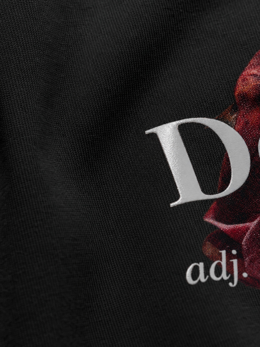 Myugen DejaHoe Oversized T-Shirt Black – close-up detail