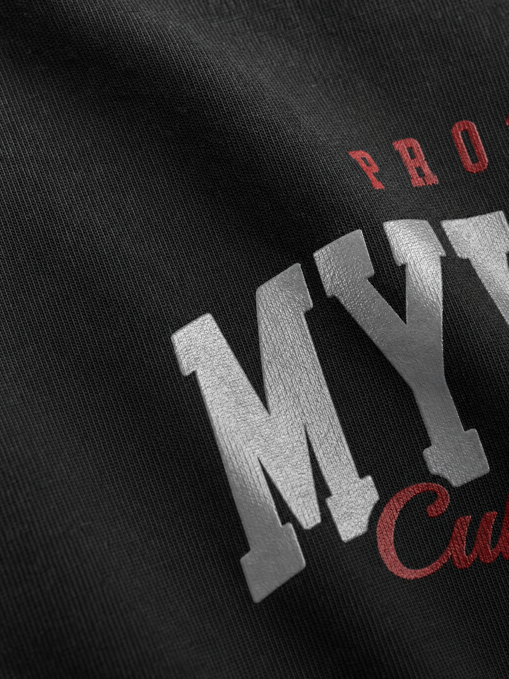 Myugen Cultured Club Acid Wash Oversized T-Shirt Black – close-up detail