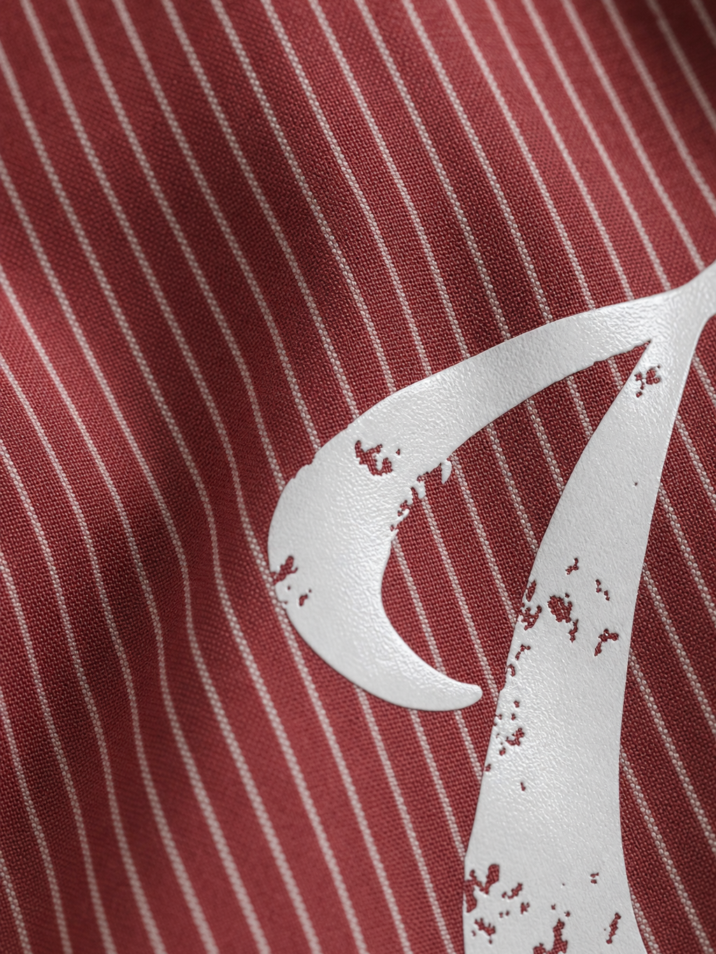 Myugen Uniform 74 Striped Boxy Shirt Maroon – close-up detail