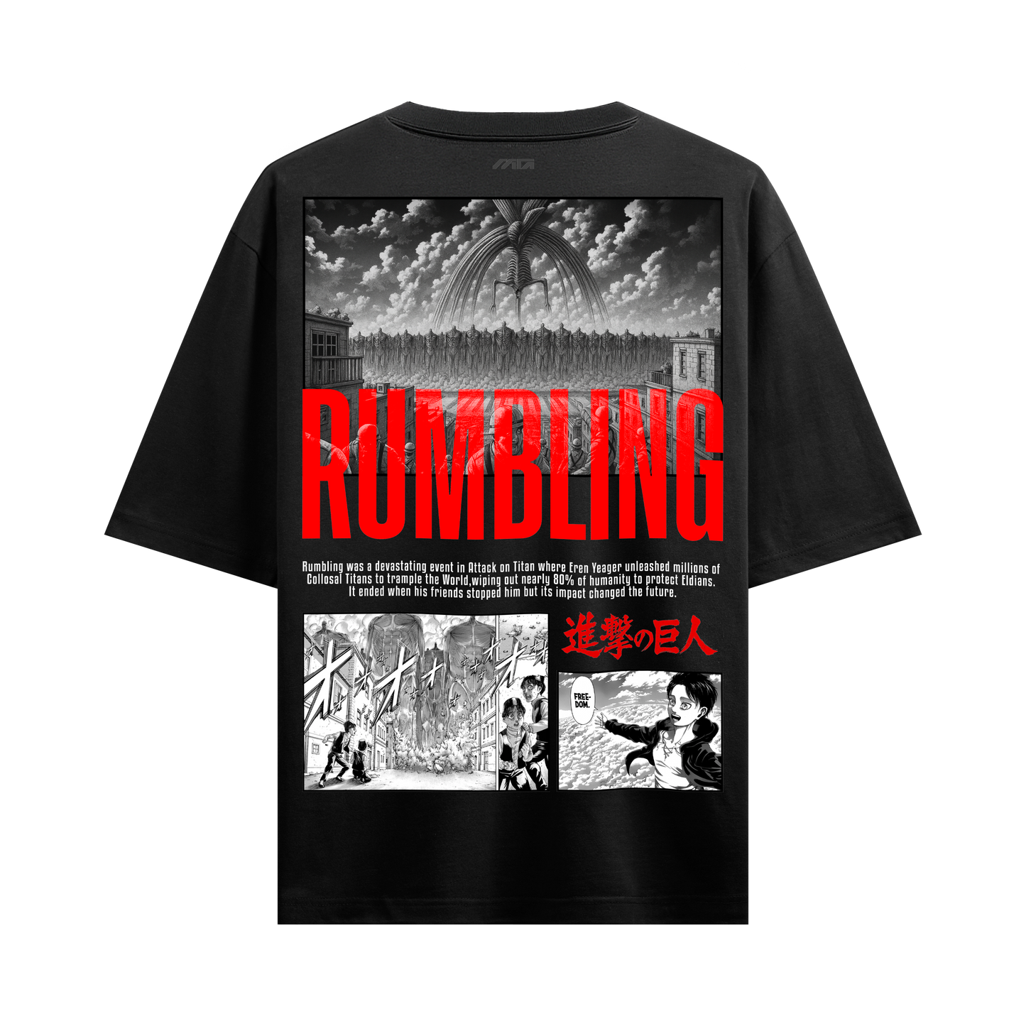 Myugen Attack On Titan Tatakae Rumbling Oversized T-Shirt Black