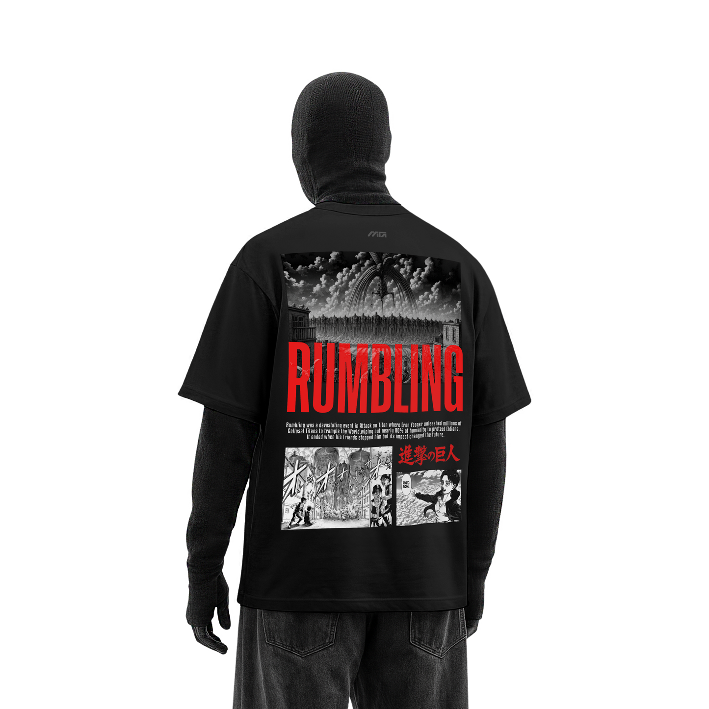 Myugen Attack On Titan Tatakae Rumbling Oversized T-Shirt Black