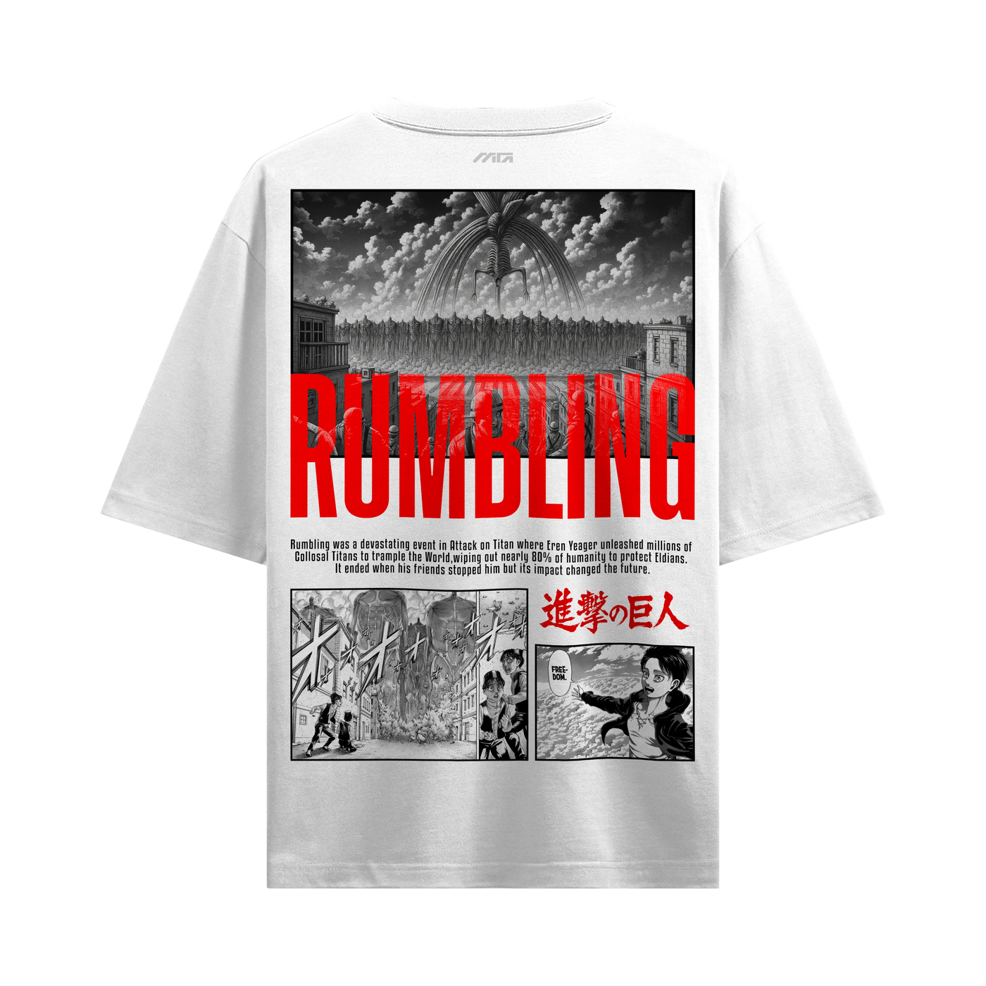 Myugen Attack On Titan Tatakae Rumbling Oversized T-Shirt White