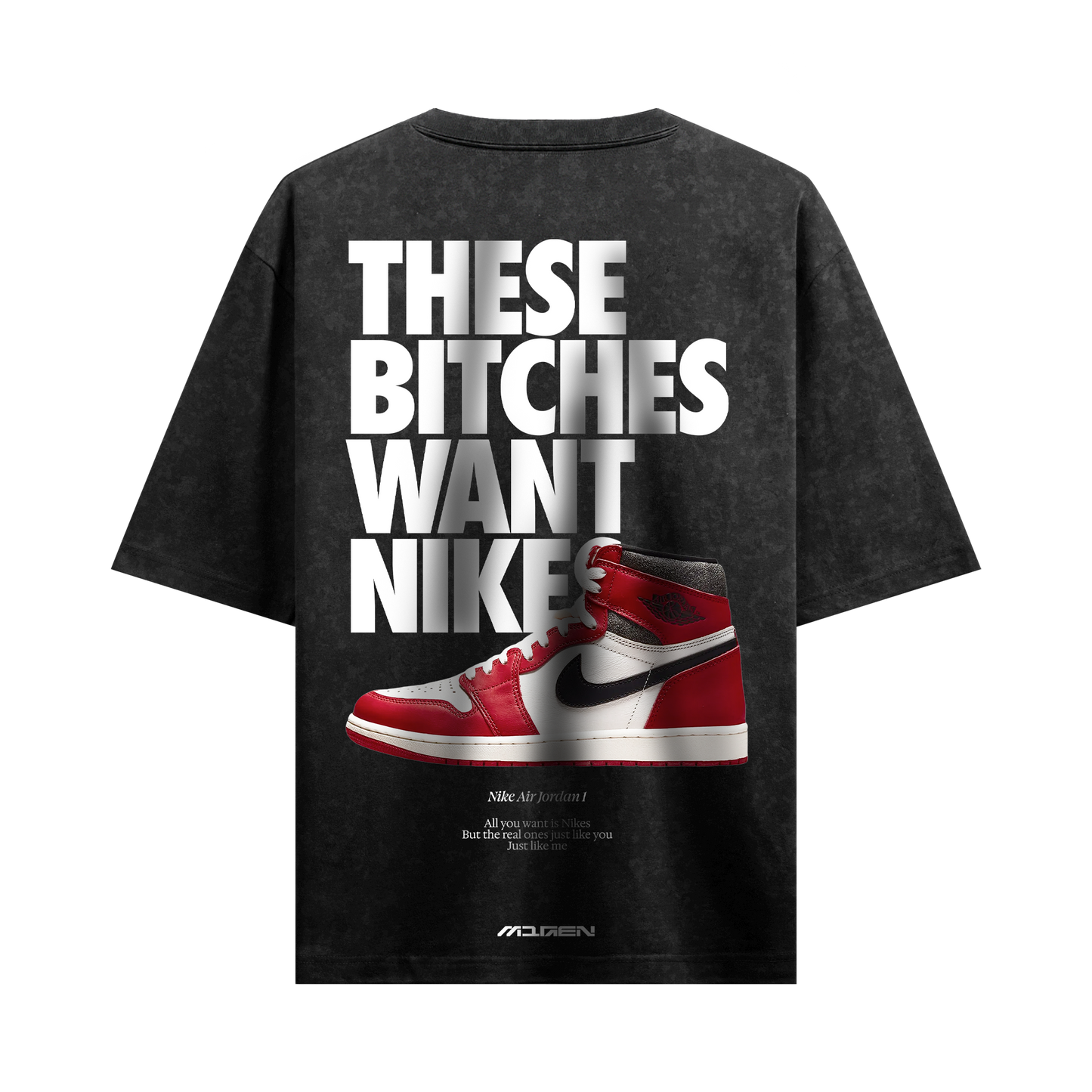 Myugen Nike Bitches Acid Wash Oversized T-Shirt Black