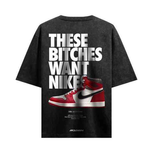 Myugen Nike Bitches Acid Wash Oversized T-Shirt Black