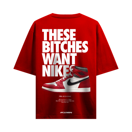 Myugen Nike Bitches Oversized T-Shirt Red