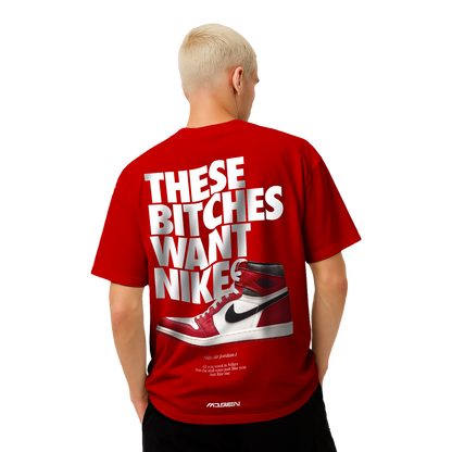 Myugen Nike Bitches Oversized T-Shirt Red