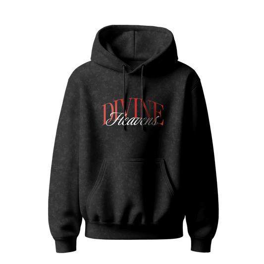 Myugen Heart Angels Acid Wash Oversized Hoodie Black