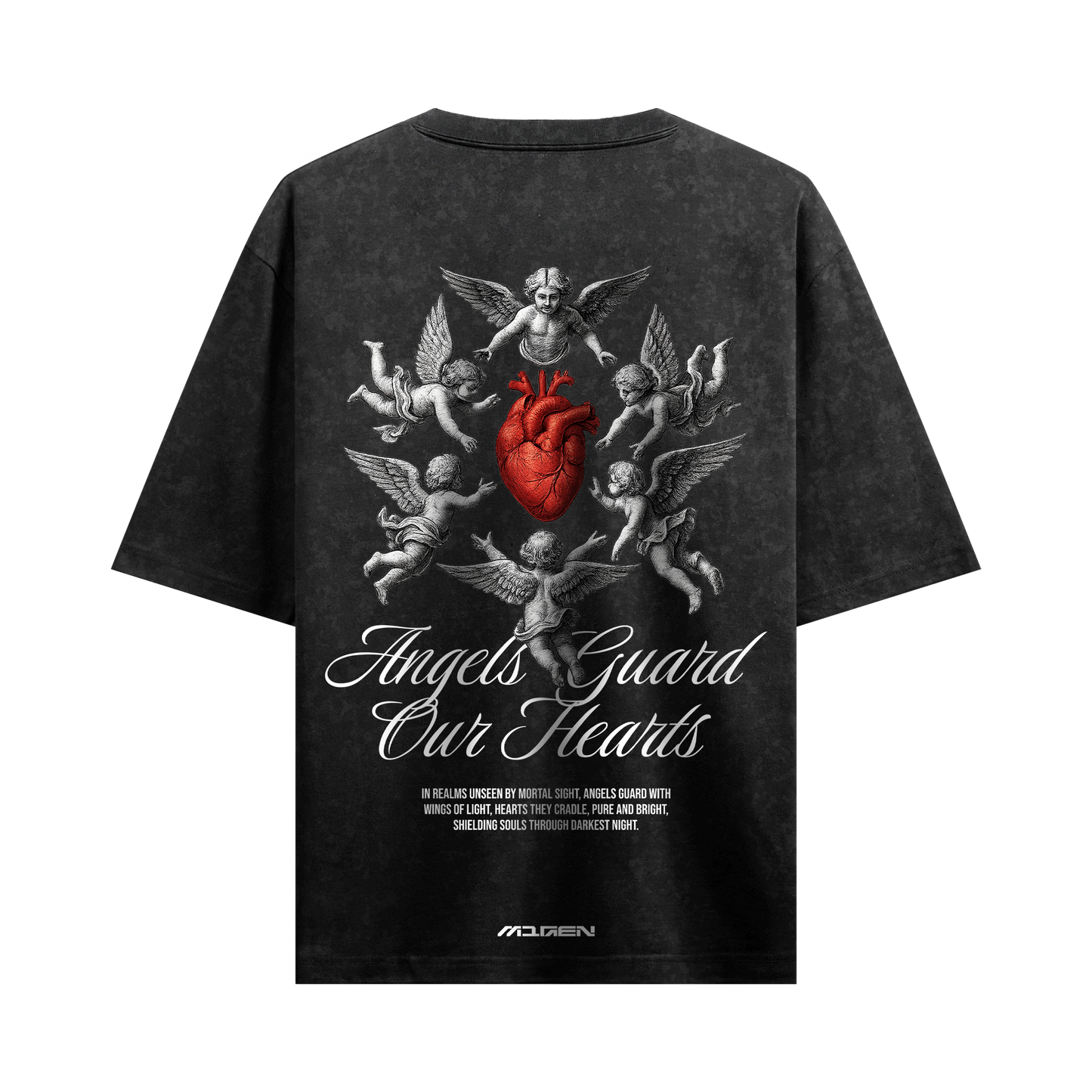 Myugen Angels Heart Acid Wash Oversized T-Shirt Black