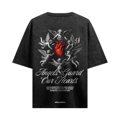 Myugen Angels Heart Acid Wash Oversized T-Shirt Black