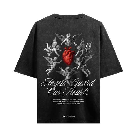 Myugen Angels Heart Acid Wash Oversized T-Shirt Black