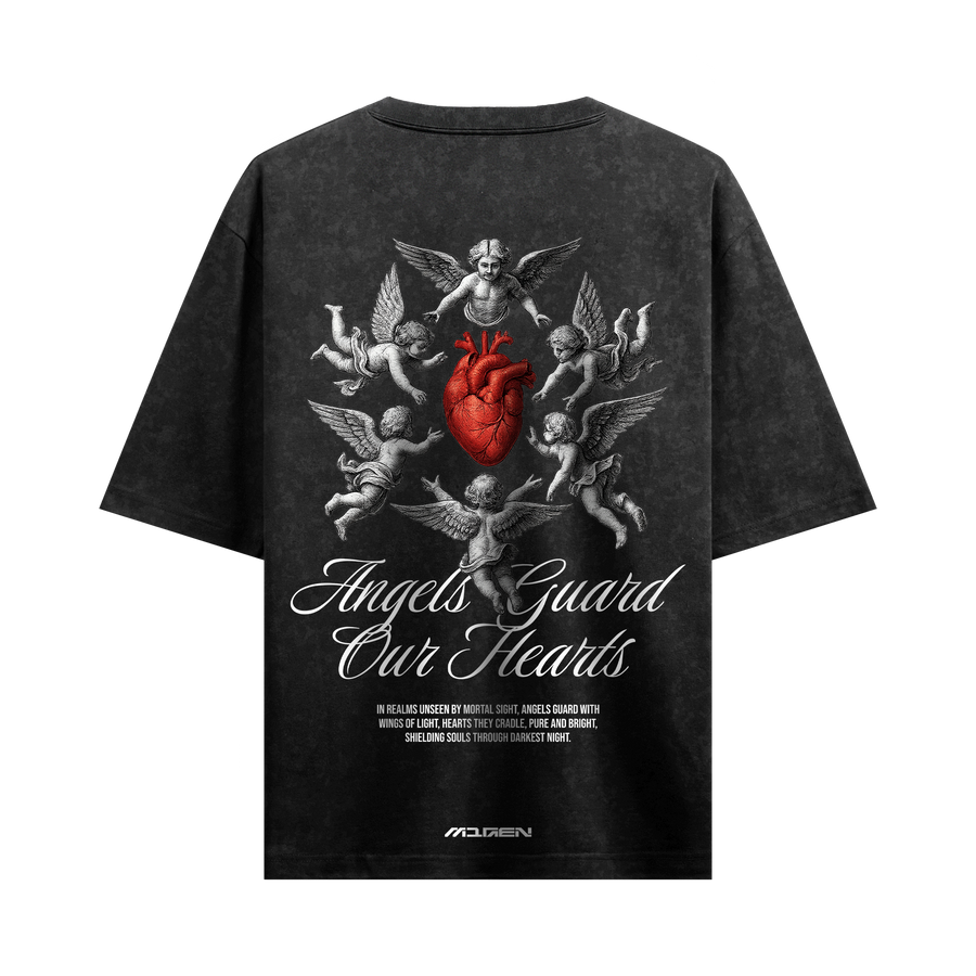 Myugen Angels Heart Acid Wash Oversized T-Shirt Black