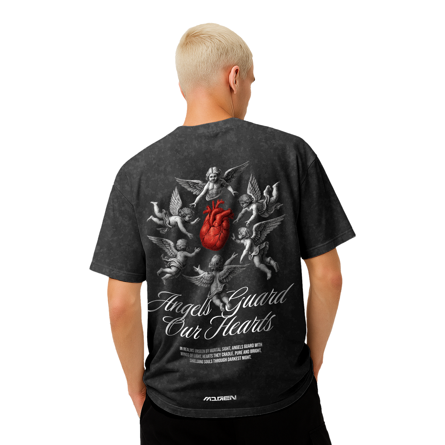 Myugen Angels Heart Acid Wash Oversized T-Shirt Black