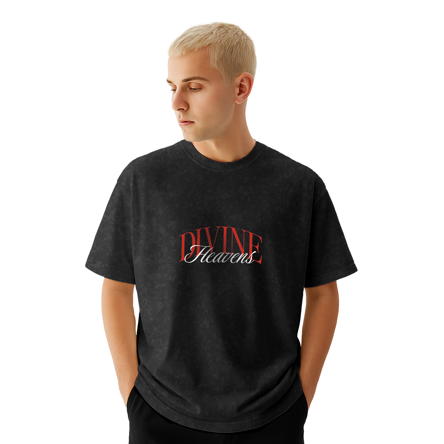 Myugen Angels Heart Acid Wash Oversized T-Shirt Black