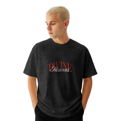 Myugen Angels Heart Acid Wash Oversized T-Shirt Black