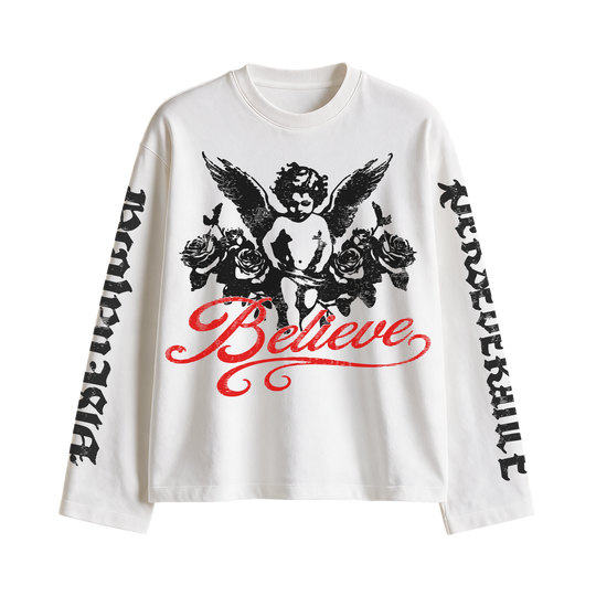 Myugen Beileve Oversized Full Sleeve T-Shirt White
