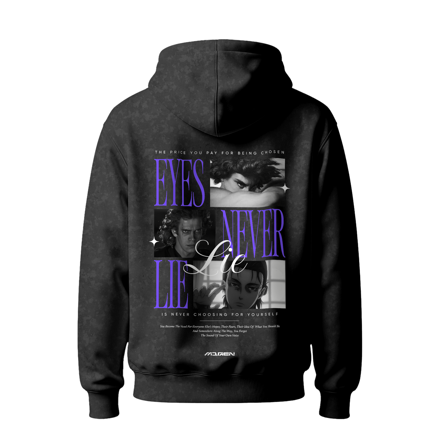 Myugen Chosen One Acid Wash Oversized Hoodie Black