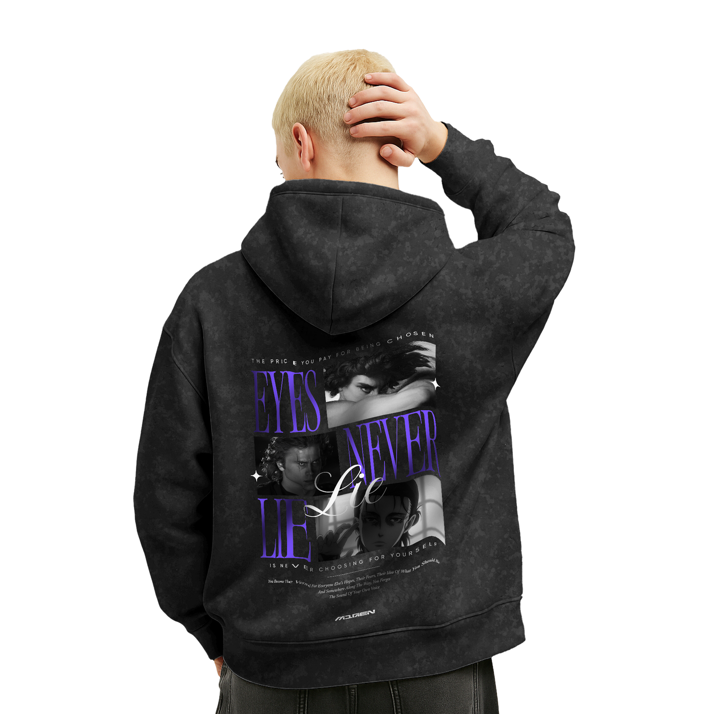 Myugen Chosen One Acid Wash Oversized Hoodie Black