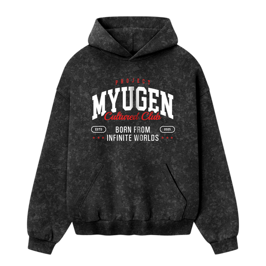 Myugen Cultured Club Acid Wash Oversized Hoodie Black