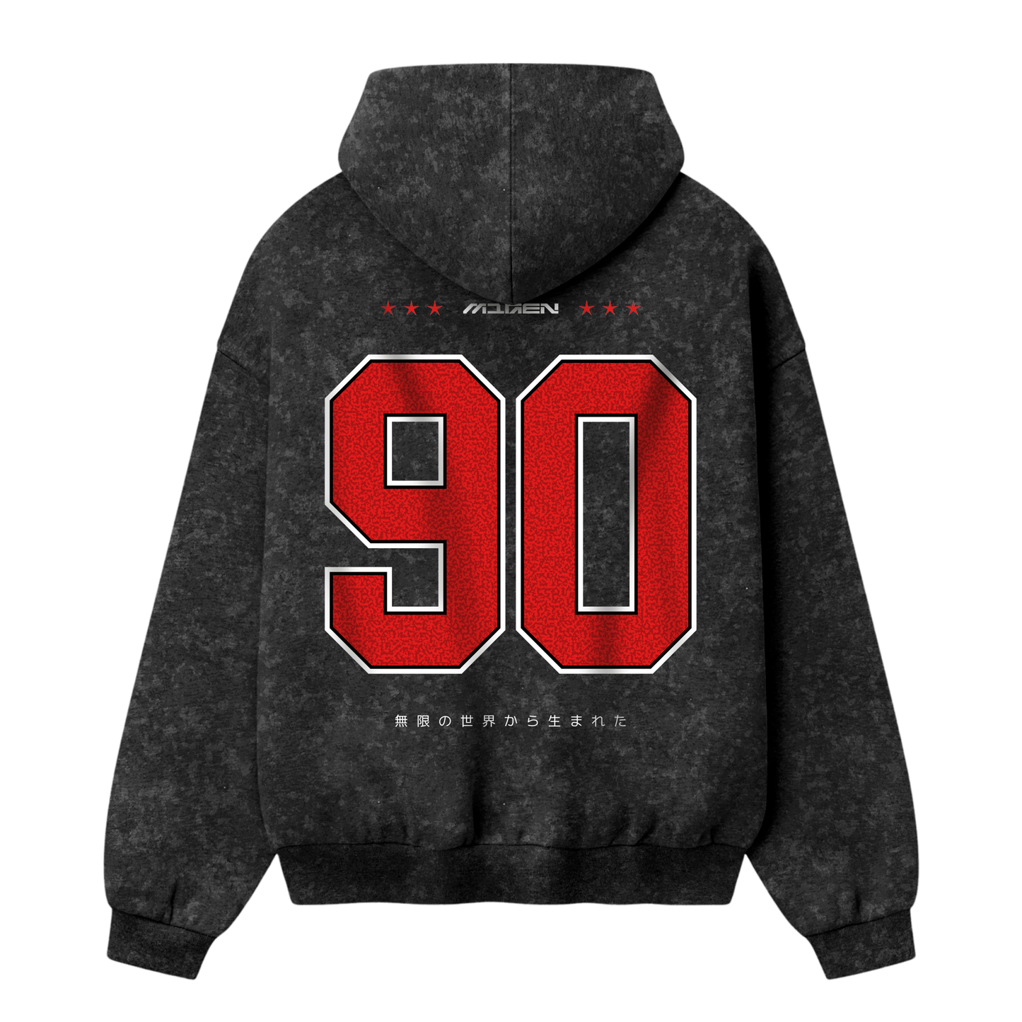 Myugen Cultured Club Acid Wash Oversized Hoodie Black