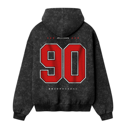 Myugen Cultured Club Acid Wash Oversized Hoodie Black