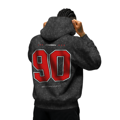 Myugen Cultured Club Acid Wash Oversized Hoodie Black