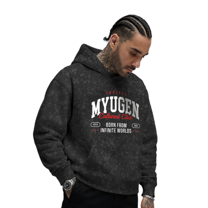 Myugen Cultured Club Acid Wash Oversized Hoodie Black