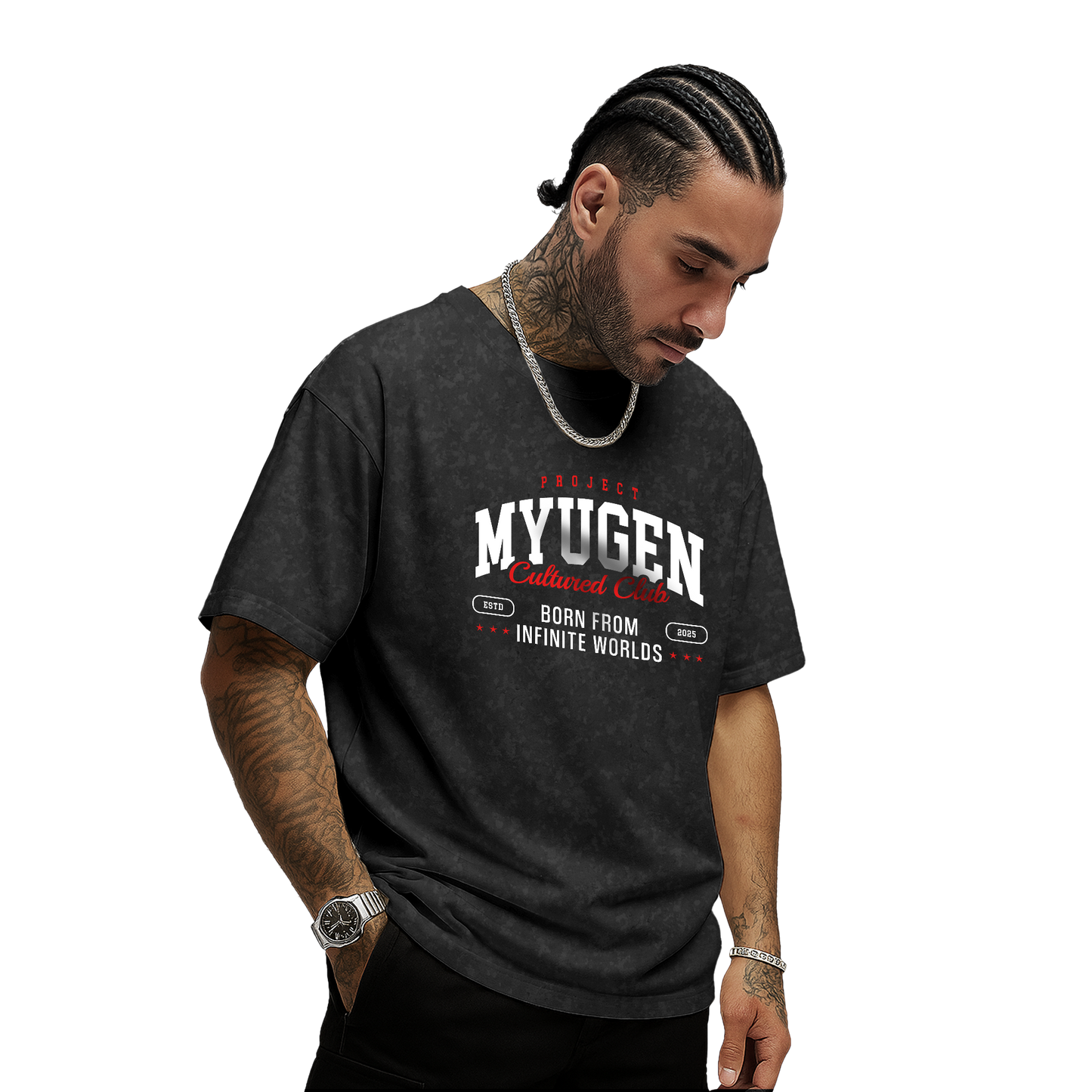 Myugen Cultured Club Acid Wash Oversized T-Shirt Black