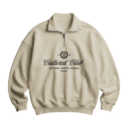 Myugen Cultured Club Beige Quarter-Zip Sweatshirt Timeless Winterwear Exclusive