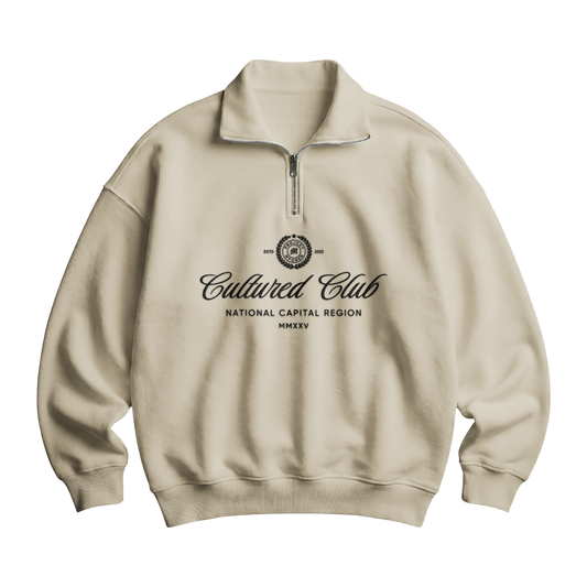Myugen Cultured Club Beige Quarter-Zip Sweatshirt Timeless Winterwear Exclusive