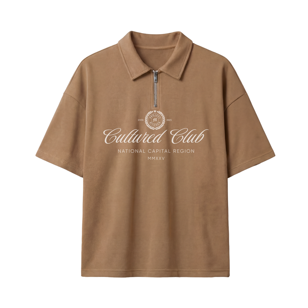 Myugen Cultured Club Beige Quarter-Zip Tee Timeless Streetwear Exclusive