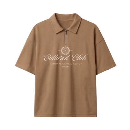 Myugen Cultured Club Beige Quarter-Zip Tee Timeless Streetwear Exclusive