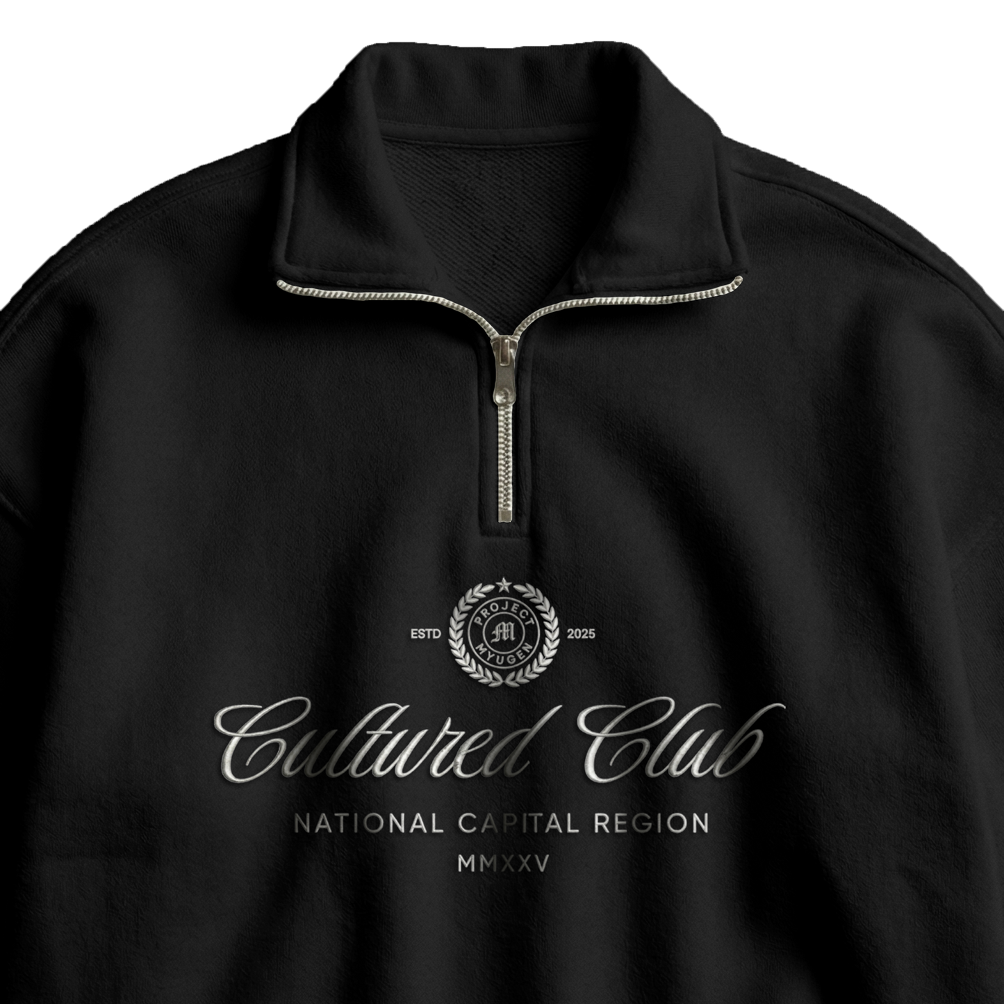 Myugen Cultured Club Black Quarter-Zip Sweatshirt Timeless Winterwear Exclusive