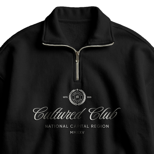 Myugen Cultured Club Black Quarter-Zip Sweatshirt Timeless Winterwear Exclusive