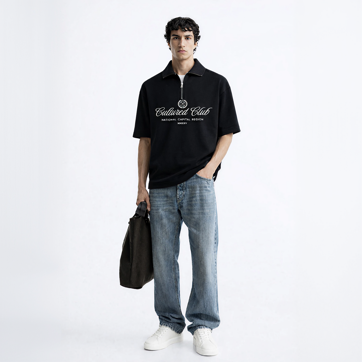 Myugen Cultured Club Black Quarter-Zip Tee Timeless Streetwear Exclusive