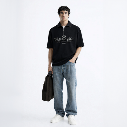 Myugen Cultured Club Black Quarter-Zip Tee Timeless Streetwear Exclusive