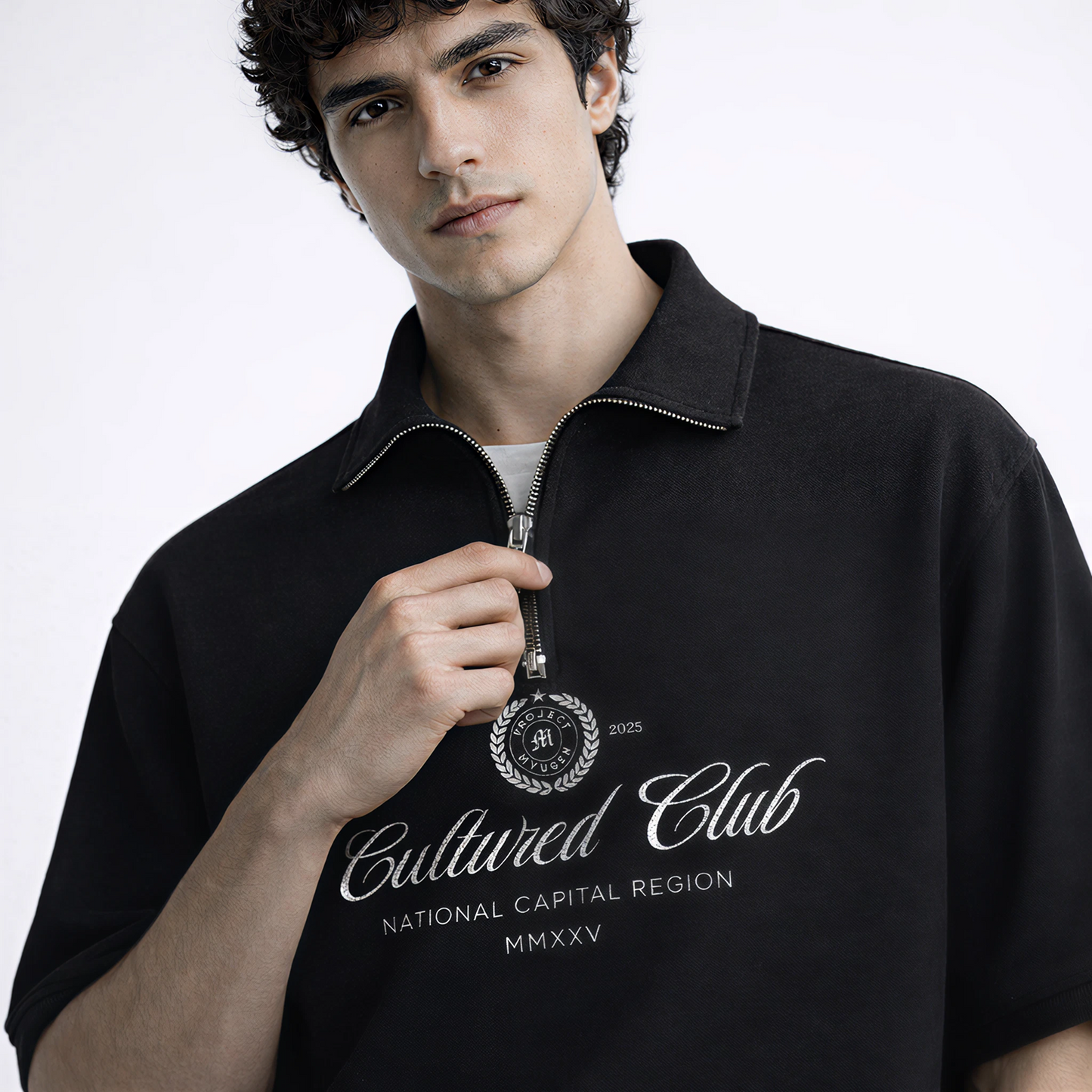 Myugen Cultured Club Black Quarter-Zip Tee Timeless Streetwear Exclusive