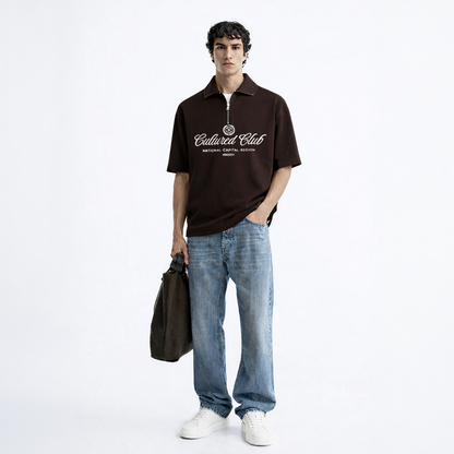 Myugen Cultured Club Brown Quarter-Zip Tee Timeless Streetwear Exclusive